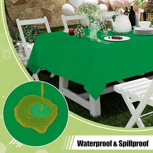 Smiry Disposable Table Cloth 3 Pack, 54 x 108 Inch Waterproof Plastic Tablecloth, Decorative Rectangle Table Covers for Party, Birthday, Picnic, Green