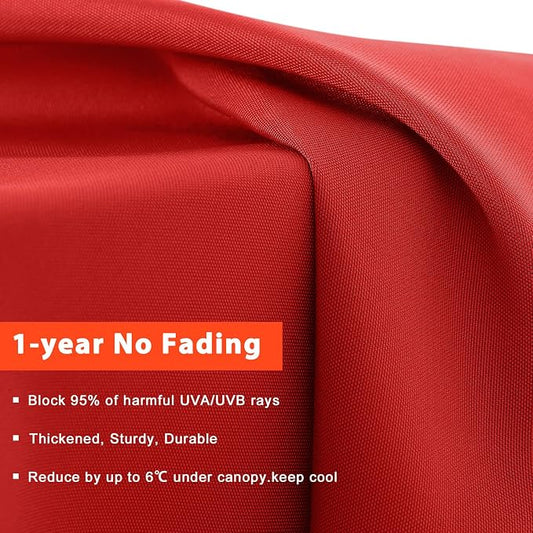MASTERCANOPY Valance Patio Umbrella 9 ft Replacement Canopy for 8 Ribs-Red Canopy Only
