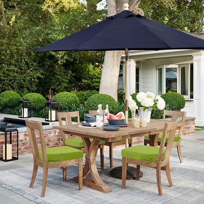 Topotdor Outdoor Chair Cushions Set of 2, 19"x19"x3" Waterproof Patio Chair Cushions for Outdoor Furniture, Round Corner Outdoor Seat Cushions Color Fastness Chair Pads with Ties, Green
