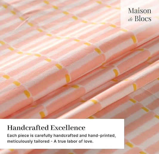 100% Cotton Hand Block Printed, Tablecloth for Kitchen, Dining, Table Cover for Parties, Chritmas, Weddings, Barbecues and Summer picnics Table Cloth (Pink)
