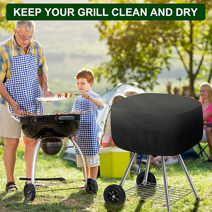 Cover for Outdoor 18 Inch Charcoal Grill, Grill Cover Fits Most Walk-a-Bout Charcoal Grills Within 21.5 * 21.5 * 14.5 in, Water-Resistant Oxford Fabric