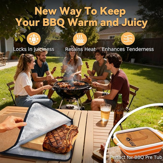Brisket Blanket-BBQ Blanket for Resting Meat,Insulated Smoker Grilling Bag,Washable Oxford Cloth for Turkey,Steak,Easy to Clean Portable Meat Blanket (21 In),Gifts for BBQ Lovers,Men & Dad