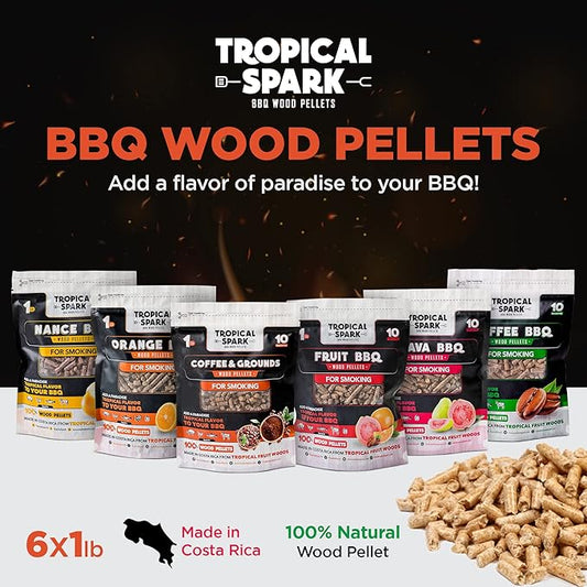 Wood Pellets | Perfect for BBQ, Smoking, Grilling, Bake, Roast, Braise | Premium 100% All-Natural | Pack of 6 | 1 lb. Bag