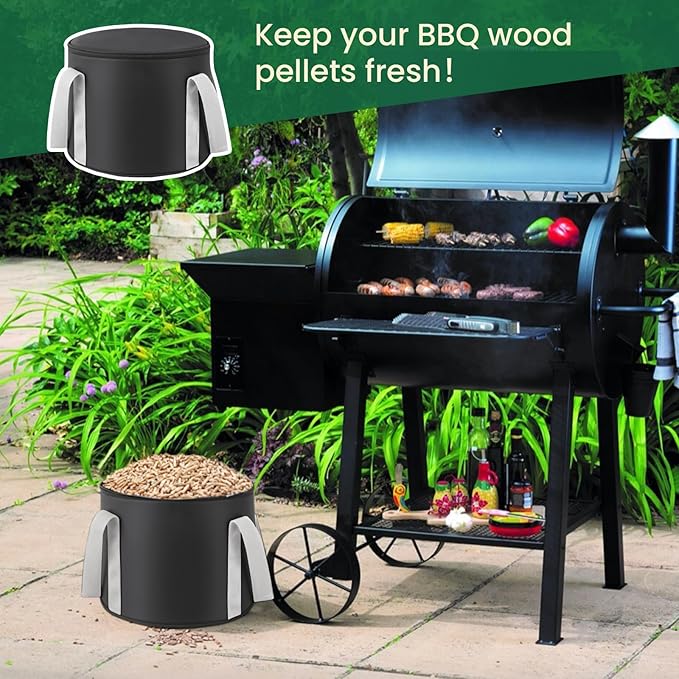 14 lb Wood Pellet Storage Bag, Waterproof Pellet Storage Container for Grill & Smoker, Keep Pellets Dry, Portable Outdoor BBQ Fuel Storage (1 PCS, 14 lbs)