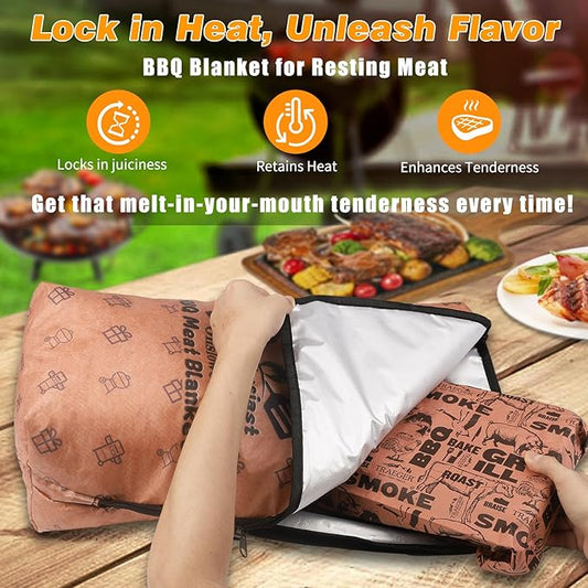 BBQ Blanket for Resting Meat, Reusable Reat Insulated Resting Bag, Smoker Meat Resting Blanket, Insulated Brisket Resting Blanket with Wide Mouth Perfect for Gifting, Dad Gift(21 in)