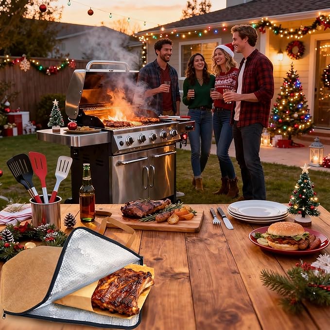 Brisket Blanket-BBQ Blanket for Resting Meat,Insulated Smoker Grilling Bag,Washable Oxford Cloth for Turkey,Steak,Easy to Clean Portable Meat Blanket (21 In),Gifts for BBQ Lovers,Men & Dad