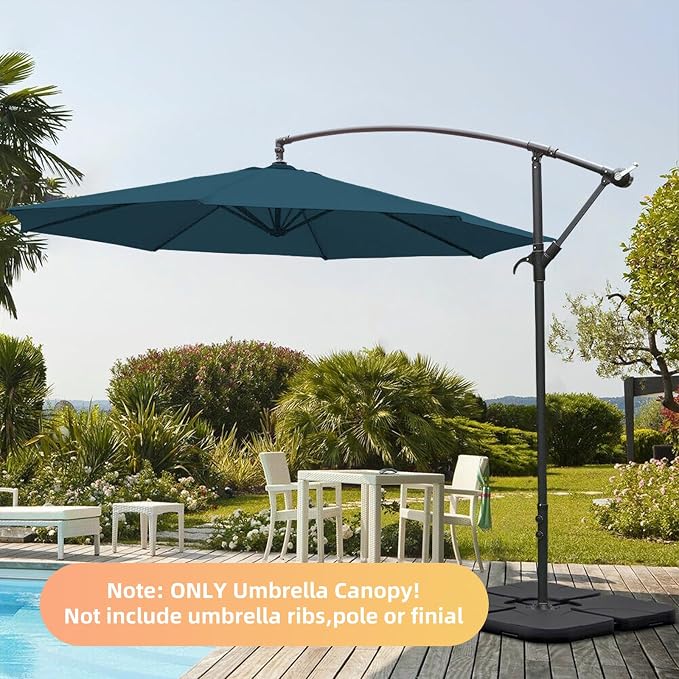 10ft Patio Umbrella Replacement Canopy for 8 ribs, Fits Hanging Offset Cantilever Market Outdoor Patio Shades,Canopy Only