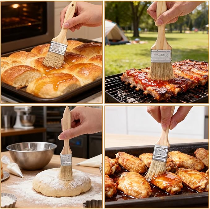 3 PCS Pastry Brush for Baking Basting Brush for Cooking Butter Brushes for Cooking BBQ Kitchen Baking Brushes Oil-Brush for Oil Sauce, Butter, Sauce
