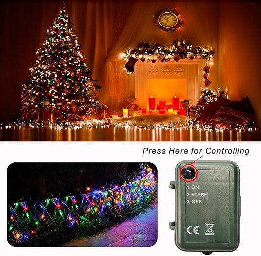 2 Pack Battery Powered String Lights, Total 33 FT 100 LED Colorful Christmas String Lights for Indoor Outdoor Decoration, Twinkle Fairy Light for Tree Classroom Party Room Garden XMAS Tree Party Decor