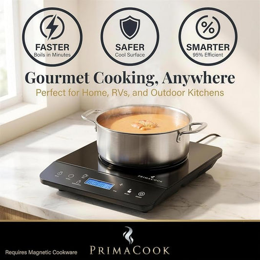1800W Portable Induction Cooktop Burner – 20 Temperature Settings, 18 Power Levels, 10-Hour Timer – Countertop Electric Hot Plate for RV, Canning, Dorm, Kitchen – Child Safety Lock (Black) | 1800W, 20 Temp Settings, 18 Power Levels, 10-Hr Timer, Cannin...
