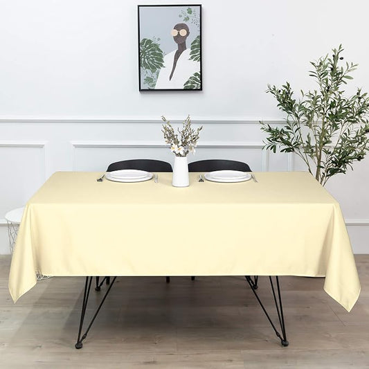 sancua Square Tablecloth - 54 x 54 Inch - Stain and Wrinkle Resistant Washable Polyester Table Cloth, Decorative Fabric Table Cover for Dining Tables, Buffet Parties and Camping, Beige
