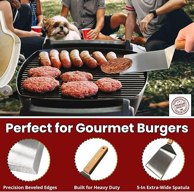Gamalouยฎ Smashed Burger Press BBQ Kit: 7" Black Round & 8.2x4.3 Rectangle Cast Iron Bacon Press, 3 in 1 Patty Maker, Spatula 6x5, Burger Press Griddle Set for Blackstone, Traeger, Grills, Fry Pan