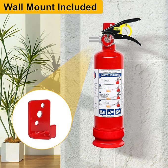 6 Pack ABC Dry Chemical Fire Extinguishers with Mount, 2.5 lb 1A:10B:C Rating for Home, Vehicle, Boat, Quick Release Handle, Compact & Portable Dry Powder Extinguisher