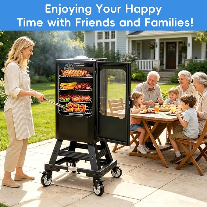 8 Inch Height Heavy Duty All Steel Smoker Stand,5 Inch Swivel Casters Wheels,Universal Mobile Base Fit for masterbuilt electric smoker,East Oak Smoker
