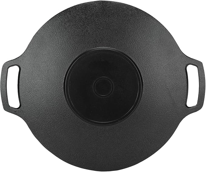 Korean Grill Pan Nonstick Round Griddle Pan Double Handle Korean BBQ Grill Plate for Gas Stove Top Outdoor Barbecue (36cm)