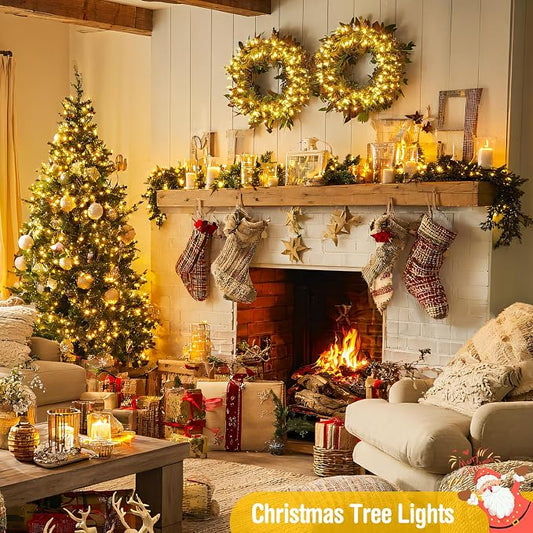 JMEXSUSS 229ft 700 LED Christmas Lights, Christmas Tree Lights Plug in | Warm White, 8 Modes, Indoor Outdoor Use, Twinkle String Lights for Tree Wedding Ceiling Room Home Yard Patio Porch Xmas Decor