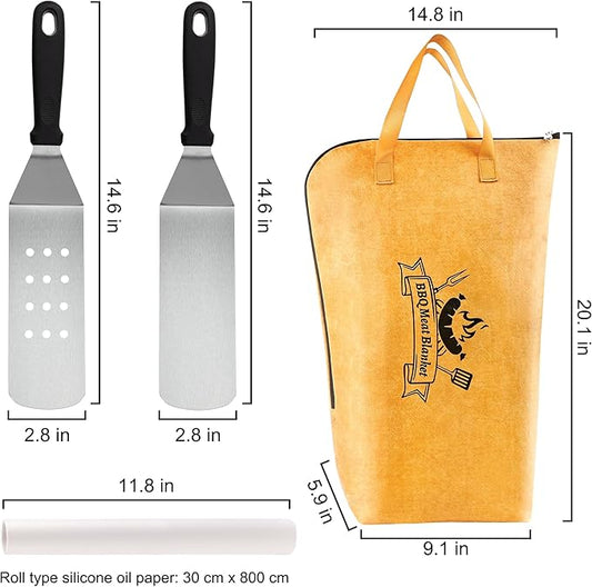 Grilljoy 4PCS Griddle Accessories Set - BBQ Blanket for Resting Meat, Meat Resting Blanket with Stainless Steel Griddle Spatula & Silicone Oil Paper, Essential Smoker Accessories for BBQ Lovers