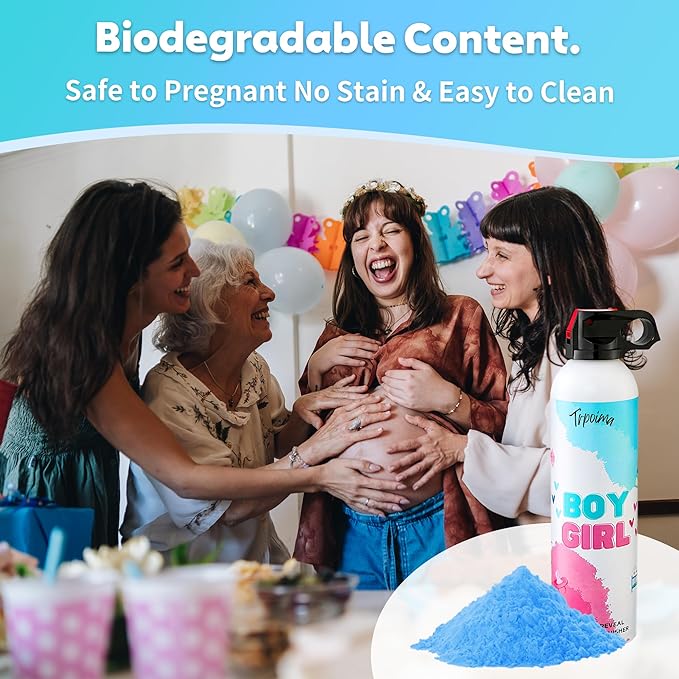 Large Gender Reveal Fire Extinguisher Set for Newborn Baby, 4Pcs Blue Gender Reveal Smoke Bombs, Biodegradable Color Blaster for Cool Gender Reveal Ideas, Confetti Power Cannon Shooter Party Supplies