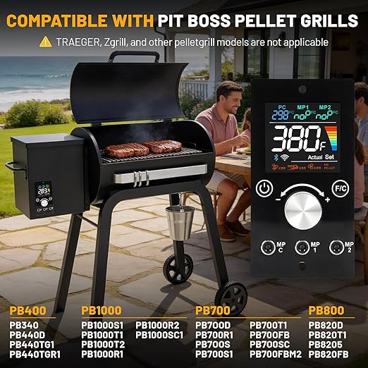 WiFi PID Upgraded Digital Thermostat Controller Board Replacement with APP Smart Control Bluetooth Function Compatiable for Pit Boss Pellet Grills