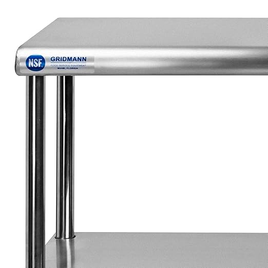 GRIDMANN NSF Stainless Steel Commercial 2 Tier Double Overshelf 60 in. x 12 in. for Kitchen Prep & Work Table