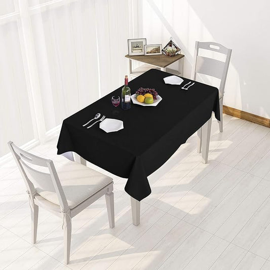 sancua Waterproof Rectangle Vinyl Tablecloth Table Cloth 52x108 Inch, Black | 100% Oil Spill Proof, PVC Material, Wipe Clean Table Cover for Dining Tables, Buffet Parties and Camping