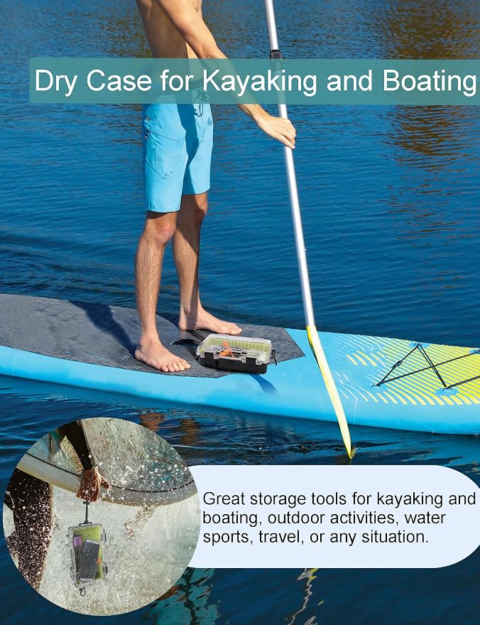 Avlcoaky Waterproof Box Dry Box Waterproof Containers, Protective Case 10" L x 5" W x 2.5" H Watertight Storage Box Kayaking Boat Waterproof Boxes