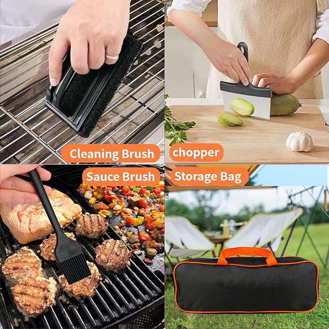 18PCS Heavy Duty BBQ Grill Tools Set, Stainless Steel Grill Accessories Kit for Outdoor Grilling