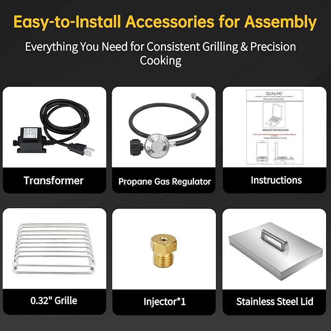 Built-In Single Side Burner for Outdoor Grill with Cover, LED Control Knob | Heavy-Duty 304 Stainless Steel Drop-In Side Burner, 17,500 BTU Propane & Natural Gas Burner for BBQ Island Outdoor Kitchen