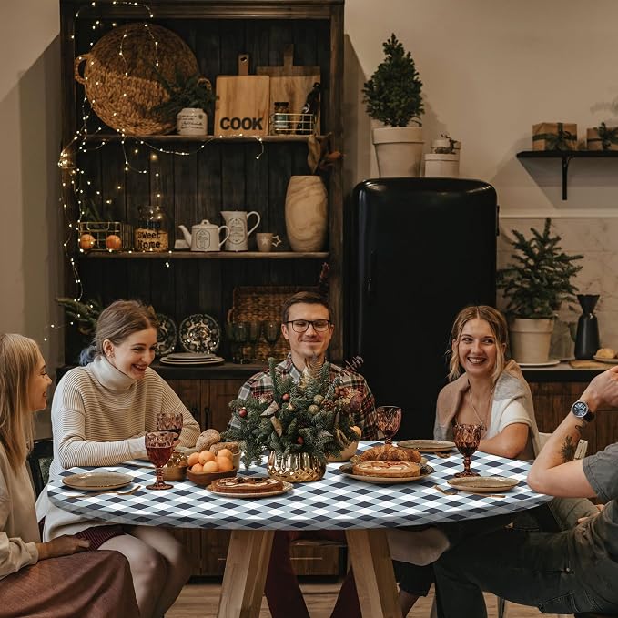 opstellen Fitted Round Tableclothes Drawstring Water Proof Table Cloth Polyester Indoor Outdoor Circular Covers for 45-54in Table New Apartment Home House Needs Gift Campers Patio Picnic Camping Finds