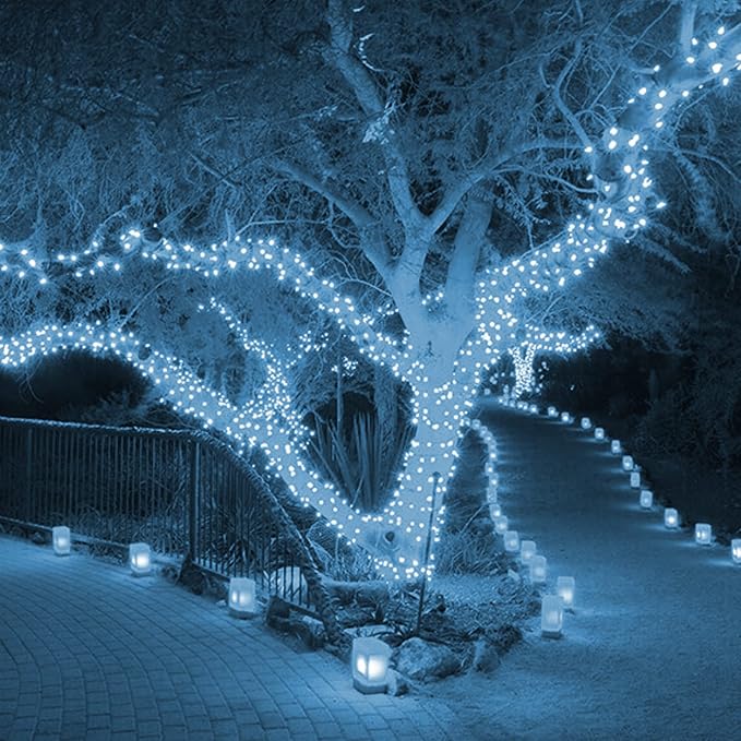 Dazzle Bright 66FT 200 LED Christmas Lights, Christmas String Lights Plug in with 8 Modes, Waterproof Christmas Decorations for Xmas Indoor Outdoor Party Home Tree Decor, White