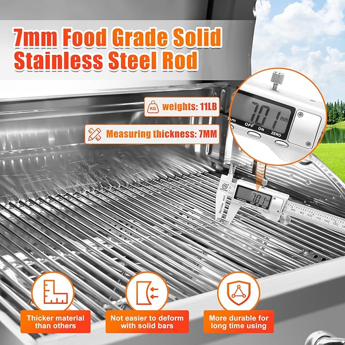 17 Inch Grill Grates for Nexgrill Replacement Parts 4 Burner 720-0830H 720-0830X 720-0888S 720-0783W,2 Pack 201 Stainless Steel Cooking Grates for Homedepot Nexgrill 5 Burner 720-0888N Gas Grill