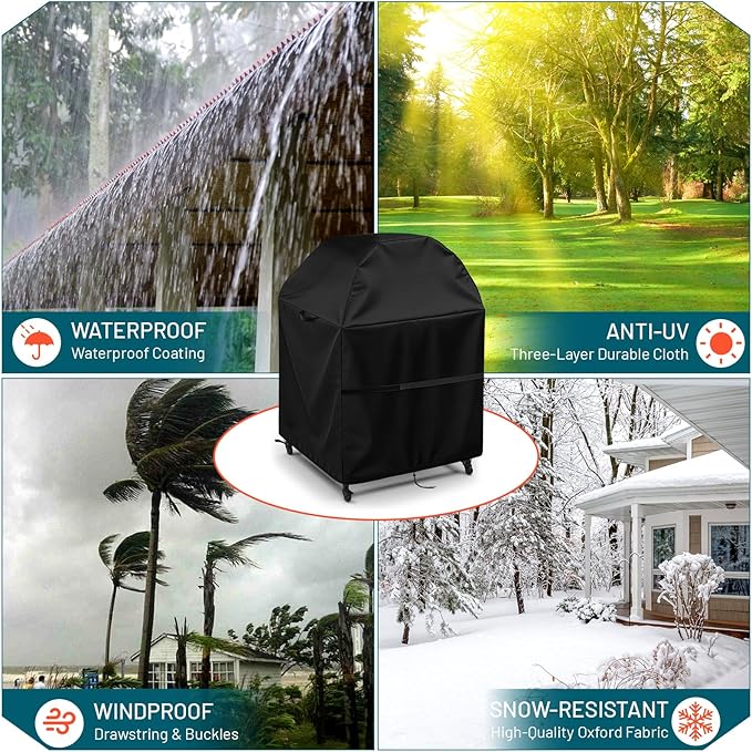 Outdoor Pizza Oven Table Cover for Feasto Large Movable Pizza Oven Table, Waterproof Outdoor Grill Table Covers Pizza Oven Stand Covers (Cover Only) - 37''Lx29''Wx52''H / 92x72x132 cm, Black