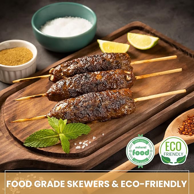 DecorRack 10" Natural Bamboo Skewers Sticks, 400 Wood Skewers for Grilling, BBQ, Kabob, Appetizers, Fruits, Smores, Cocktail, Brunch, Fondue Sticks, Barbeque, DIY Crafting, 10 inch (400 pack)