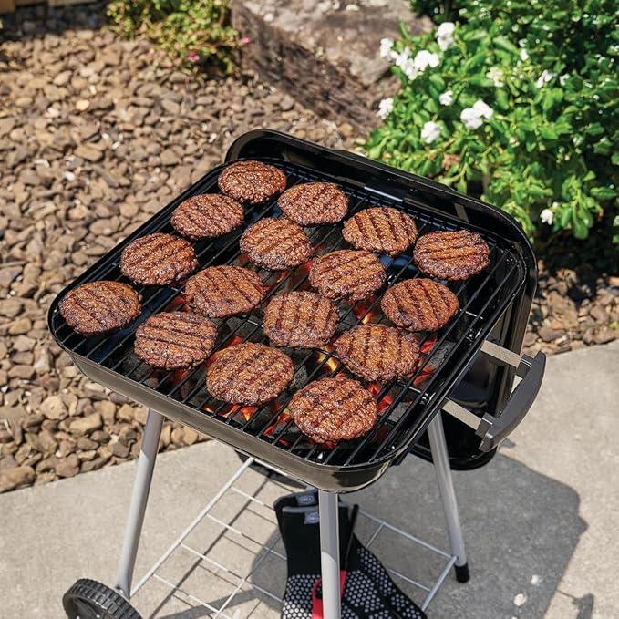 17.5 Inch Charcoal Grill with Wheels, Black - 302 Sq.In Cooking Surface, Porcelain Coated Outdoor Grill for Backyard, Patio, Camping, 16 Burger Capacity, Easy Assembly