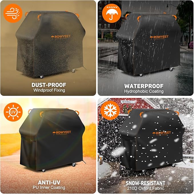 Grill Cover for Outdoor Grill, Universal Fit Oxford Waterproof BBQ Cover for Outside, Anti-UV Barbecue Gas Cover with Adjustable Hem for Weber, Nexgrill, Expert Grill and More (49" - 52")