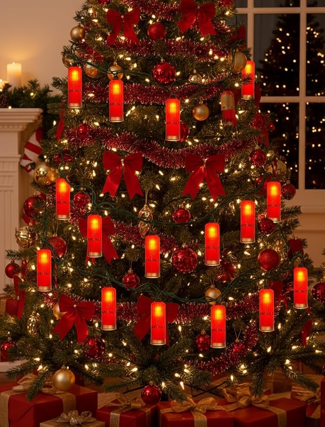 8.5Ft Shotgun Shell String Light Outdoor, 10 LED Red Bullet Decor Lights | Shatterproof & Waterproof, End-to-end Connectable, Hanging Christmas Decor UL listed for Home Wedding Party, 2700K Warm White