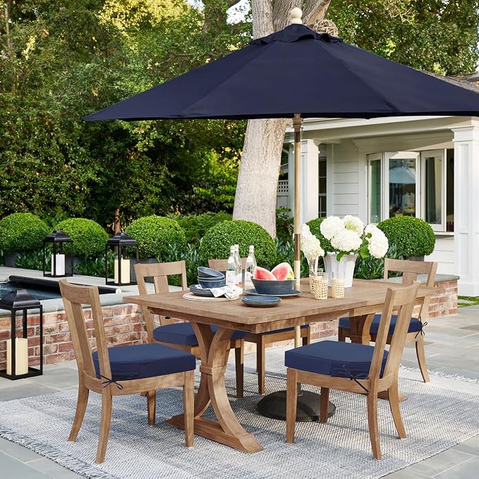 Topotdor Outdoor Chair Cushions Set of 2, 17"x16"x2" Waterproof Patio Chair Cushions for Outdoor Furniture, Round Corner Outdoor Seat Cushions Color Fastness Chair Pads with Ties, Royal Blue