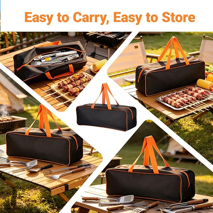 Grill Tool Storage Bag 24" x 8" x 8" Heavy-Duty Grill Utensil Storage, Large Capacity Grill Accessory Storage, Accessories Storage Compatible with Blackstone