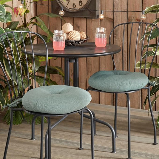 Greendale Home Fashions Seafoam Outdoor 15-inch Bistro Seat Cushion, Set of 2
