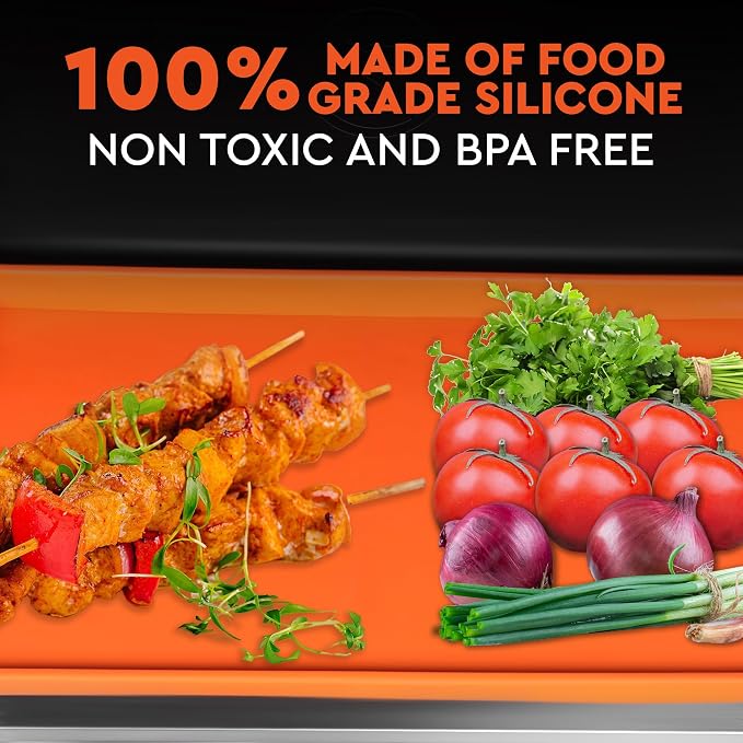 17 Inch Silicone Griddle Cover for Blackstone Griddle — Heavy Duty Food Grade BPA-Free Flat Top Grill Cover Mat, Edge-to-Edge Protection, All Seasons, Portable & Dishwasher Safe, Orange