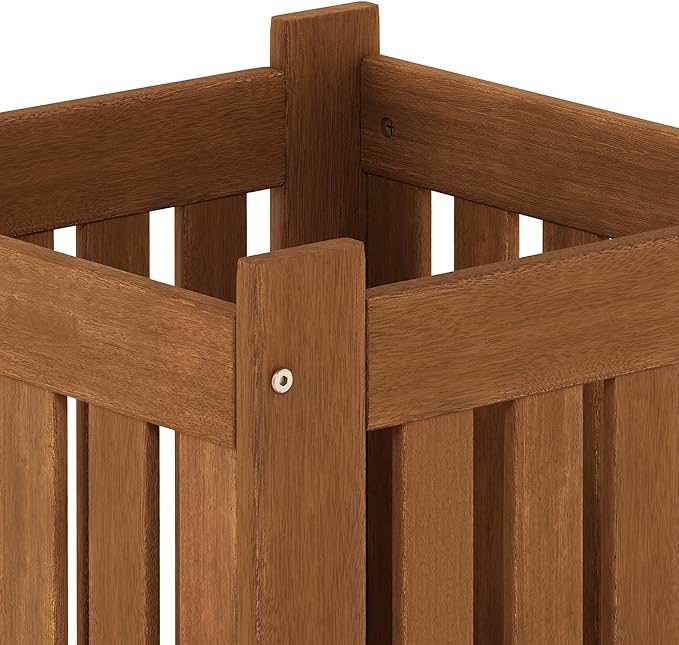 Furinno TIOMAN Planter Box Set of 2, Hardwood Flower Box, Cube Garden Box, in Teak Oil, Outdoor Indoor, Garden, Patio, Balcony, Light Wood