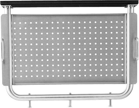 Pit Boss Deluxe Stainless Steel Grill Side Shelf – Removable Prep Tray with Tool Hooks – 19.02" L x 14.81" W x 2.76" H