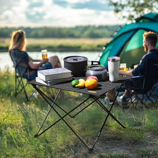 VILLEY Folding Camping Table, Portable Lightweight Table with Carry Bag | Oxford Fabric & Reinforced Aluminum Panel, Stable Tabletop for Camping, Picnic, BBQ & Outdoor Dining