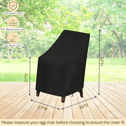 High Back Patio Chair Cover,Waterproof Covers for Stackable Dining Chairs,Outdoor Patio Furniture Seating Set Shield (27”W x 30”D x 42”H,2-Pcs)