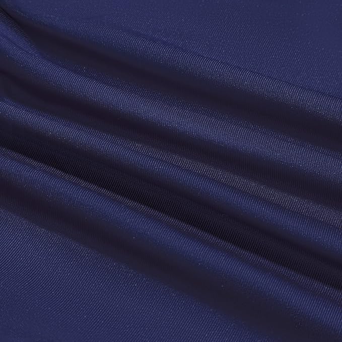 NEWISHER Round Fitted Table Cover Spandex Stretch Tablecloth Navy Blue Table Top Cover with Elastic Edged for Dining Picnic Patio 60 inch