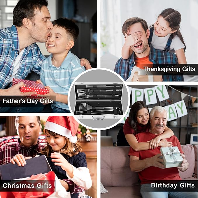 Dad Gifts for Fathers Day - Dad Birthday Present from Daughter, Heavy Duty BBQ Grilling Accessories Kit for Outdoor Grill - Ideal Gifts for Fathers Day
