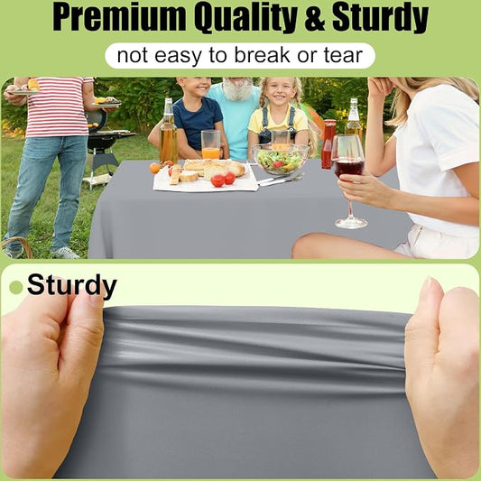 Smiry Disposable Table Cloth - 15 Pack, 54 x 108 Inch Waterproof Rectangle Tablecloths for Parties, Decorative Plastic Table Cover, Leakproof & Sturdy, Grey