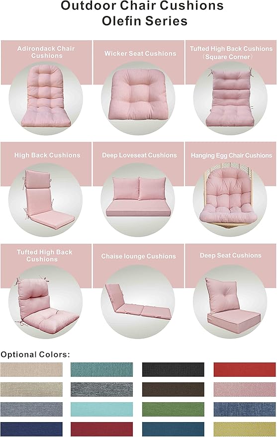 Indoor Outdoor High Back Chair Cushions Replacement Patio Chair Seat Cushions Set of 4 ( Mixed Coral/White)