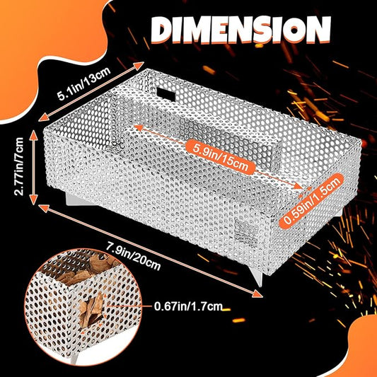 5" x 8" Pellet Smoker Tray, 12 Hours Billowing Maze Smoker Box, Cold Smoke Generator for Gas Grill Pellet Smoker, Perfect for Smoking Meat Fish Cheese Pork, Comes with Tools, Fit Any Grill