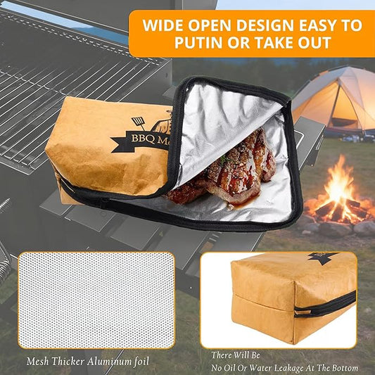 BBQ Blanket for Resting Meat,21inch Reusable Smoker Meat Resting Blanke,Wide Mouth with Handle for Large Brisket/Beef/Pork Shoulders (Khaki)
